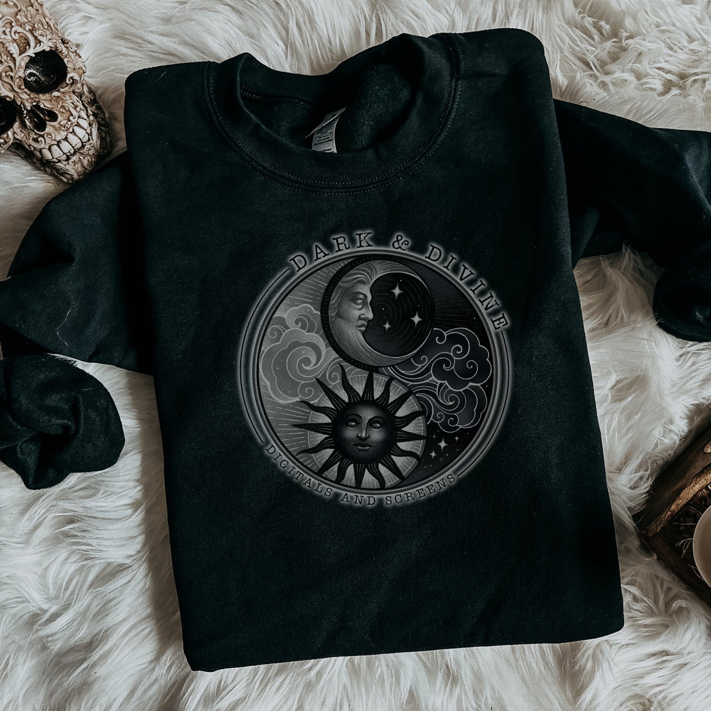 GILDAN BLACK CREWNECK MOCK UP -DIGITAL DOWNLOAD