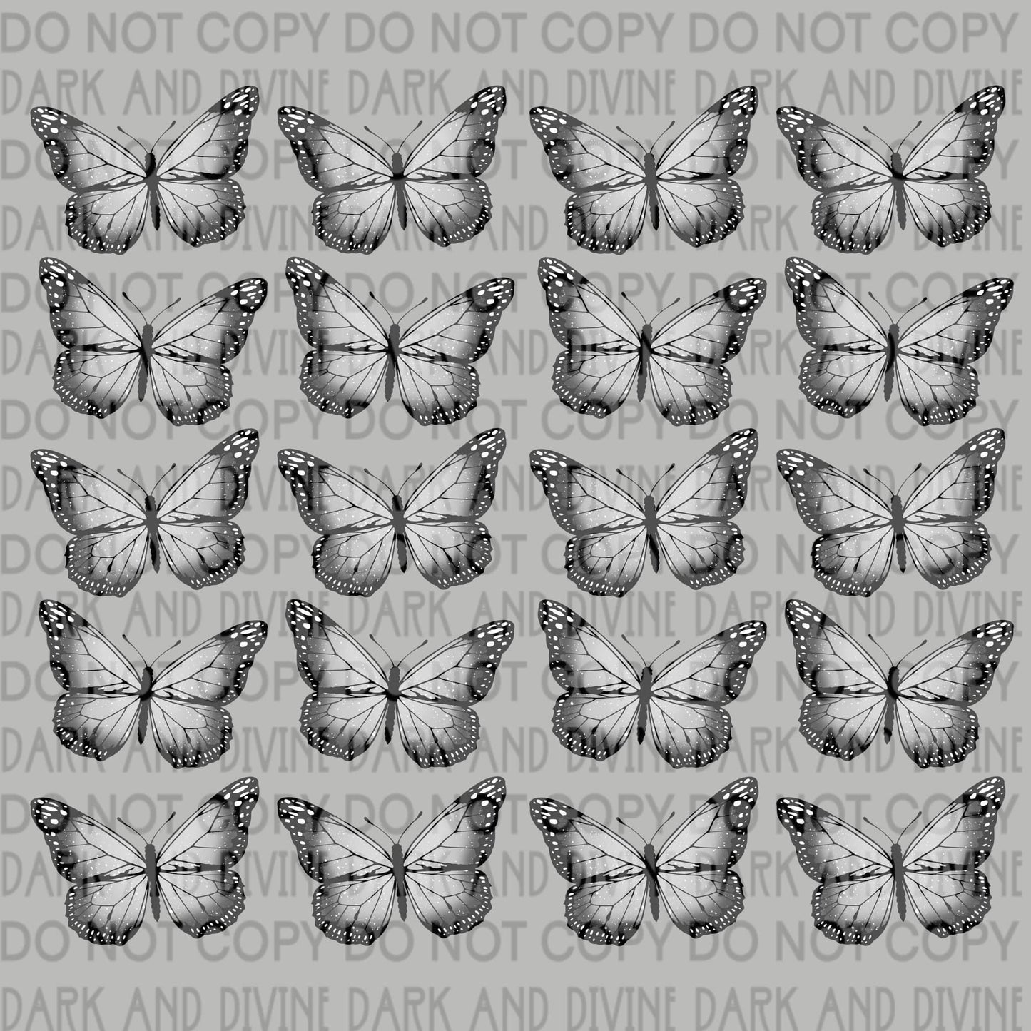B&W butterfly sheet RTS - DTF