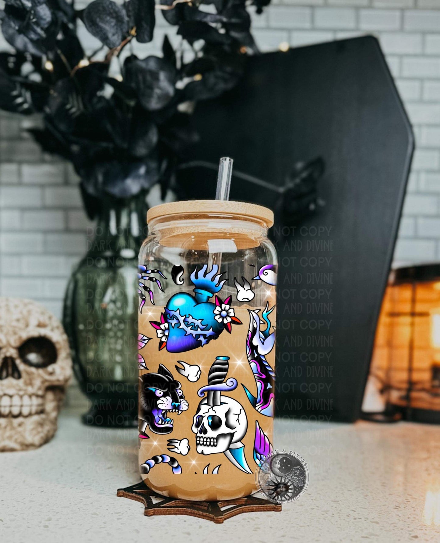 Old Fashion tat UV Glass Can Wrap