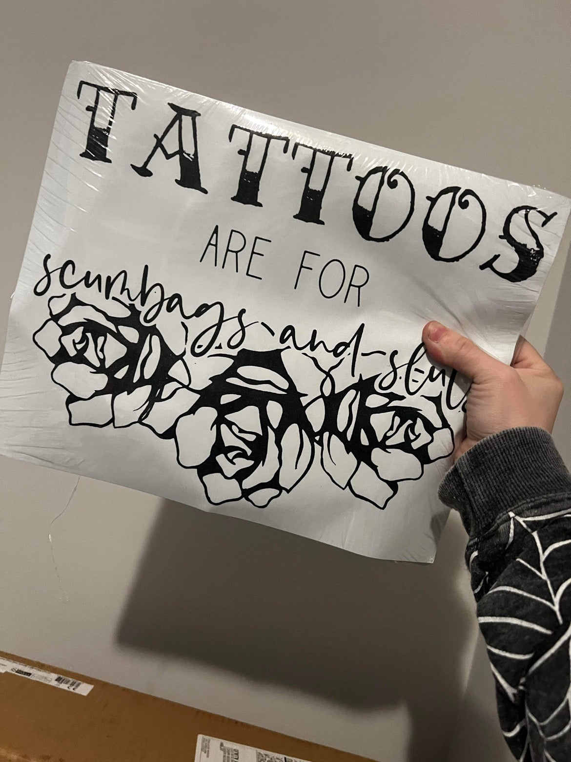 Tattoos are for scumbags & sluts (black) FLAWED
